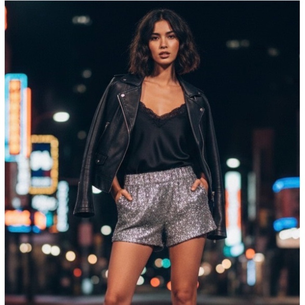 Sequin Party Shorts - Silver